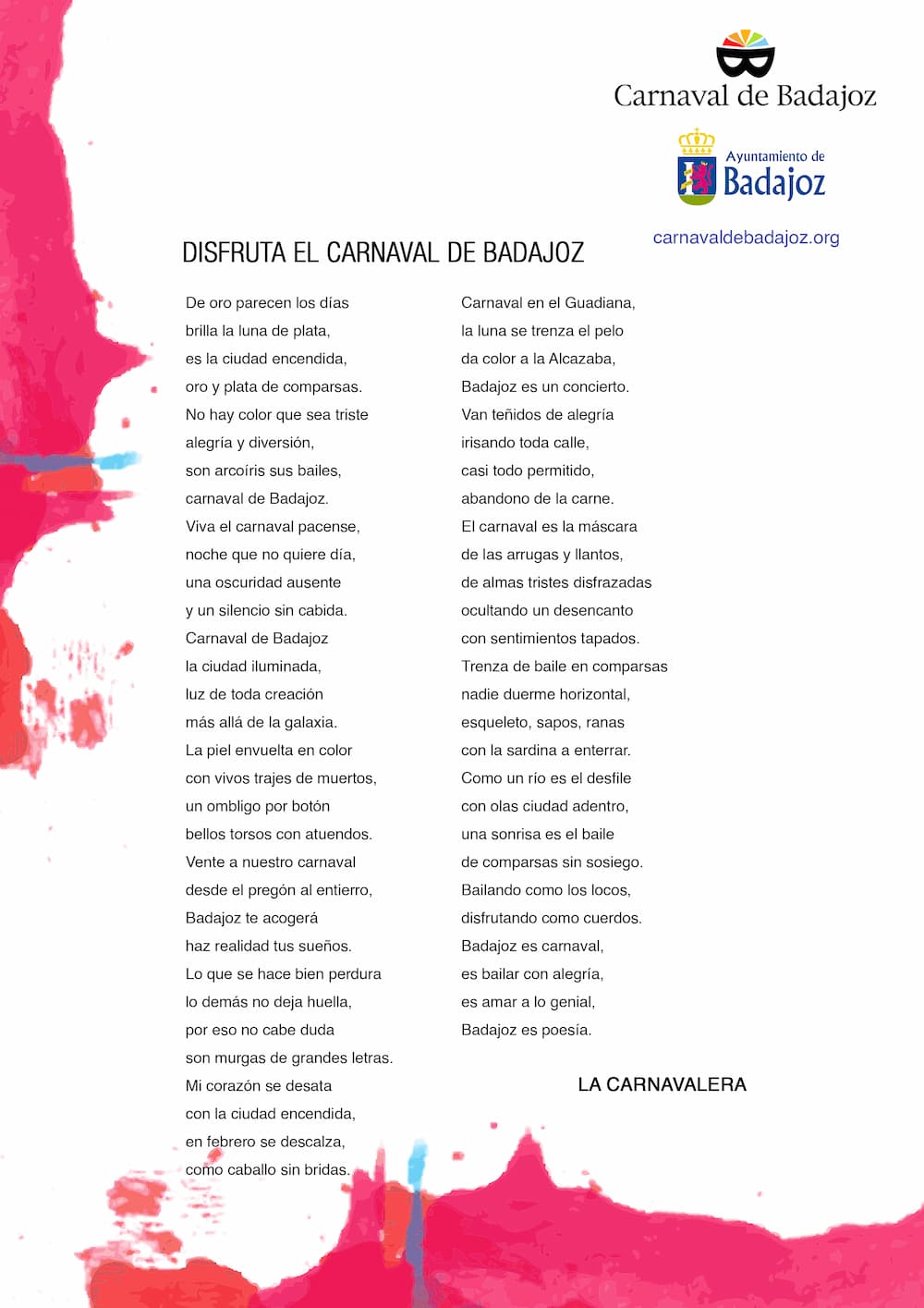 Participants in the 40th Anniversary of the Carnival of Badajoz Poetry and Photography Competition